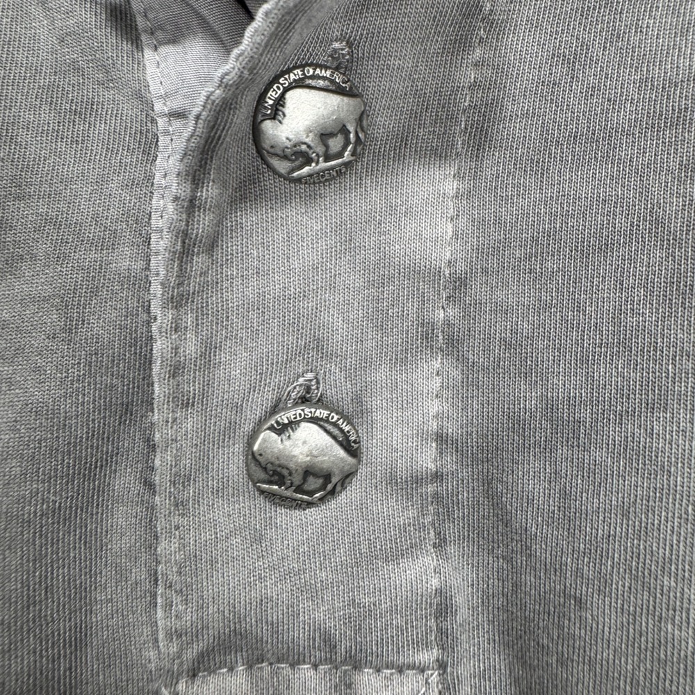 True Grit Polo Shirt Men 2XL Gray Buffalo Buttons 100% Cotton Vintage Wash NWT - Picture 5 of 11